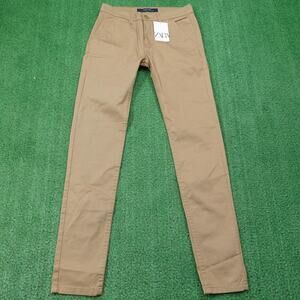Zara Man Pants Mens 28 Beige Vintage Skinny Chino Stretch Casual Basic